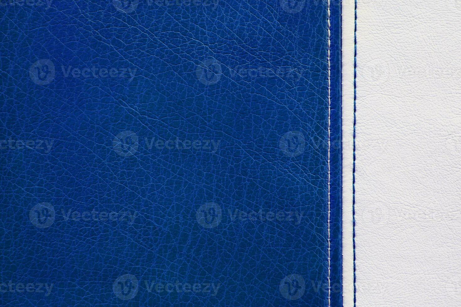 Blue and white leather with decorative seam texture background photo