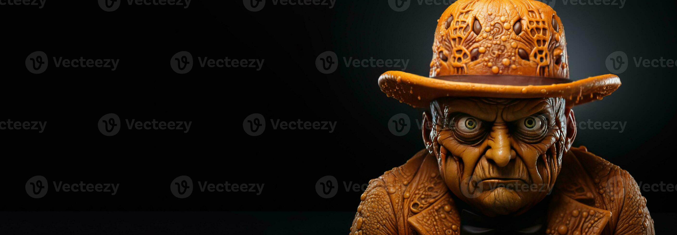Halloween character, monster on jack lantern background. AI generated photo