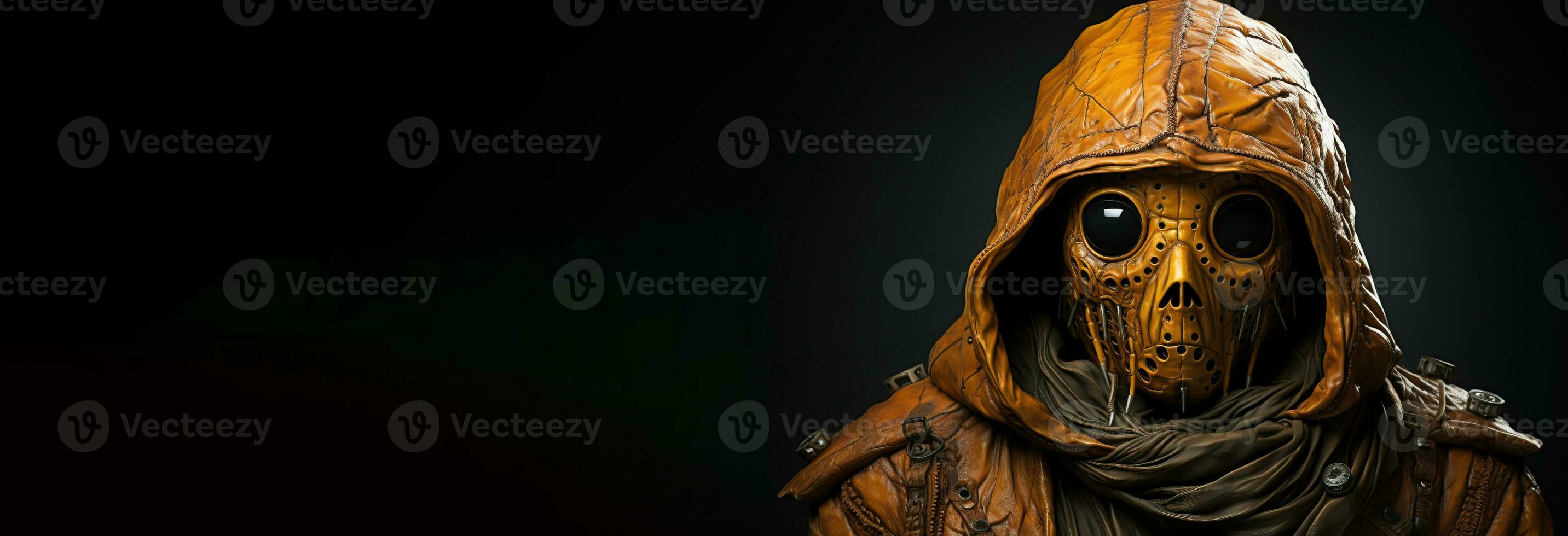 Halloween character, monster on jack lantern background. AI generated photo
