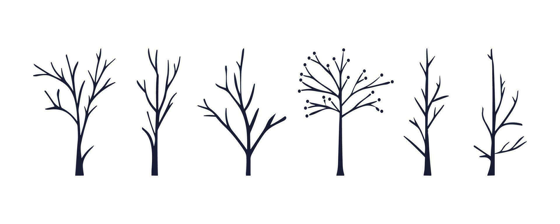 Winter tree branch collection illustration vector