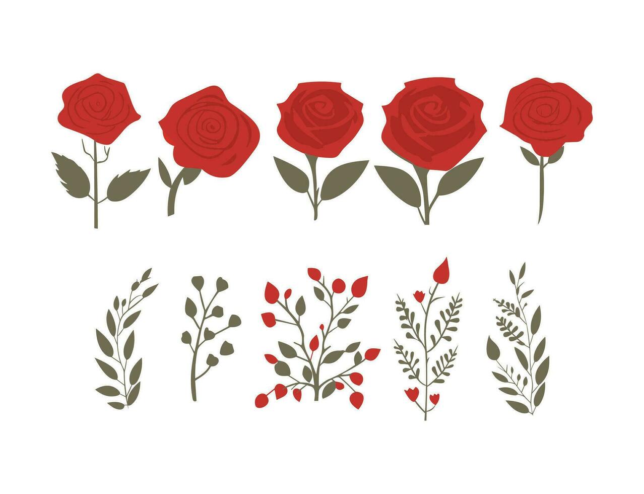 Collection of rose flower illustrations vector