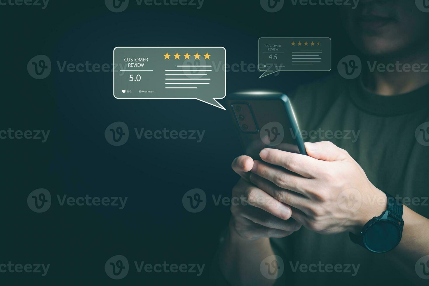 Customer services best excellent business rating experience. Satisfaction survey concept. user gives ratings to service experience on the online application, online marketing, and business processes. photo