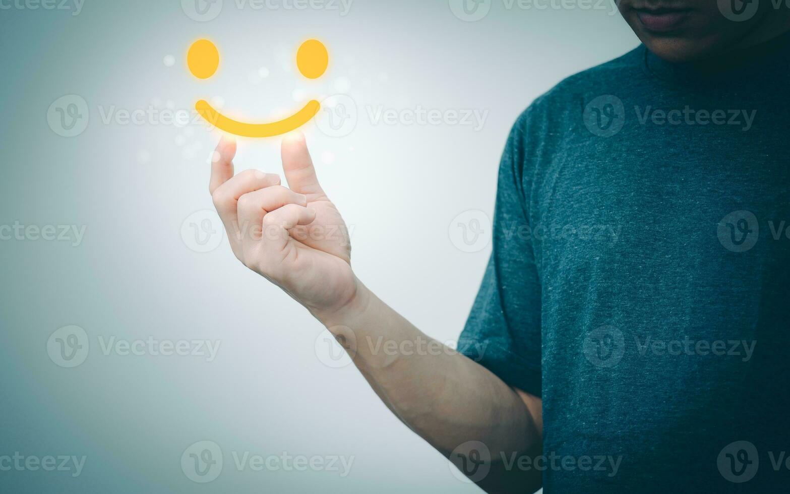 Customer services best excellent business rating experience. Satisfaction survey concept. user gives ratings to service experience on the online application, online marketing, and business processes. photo