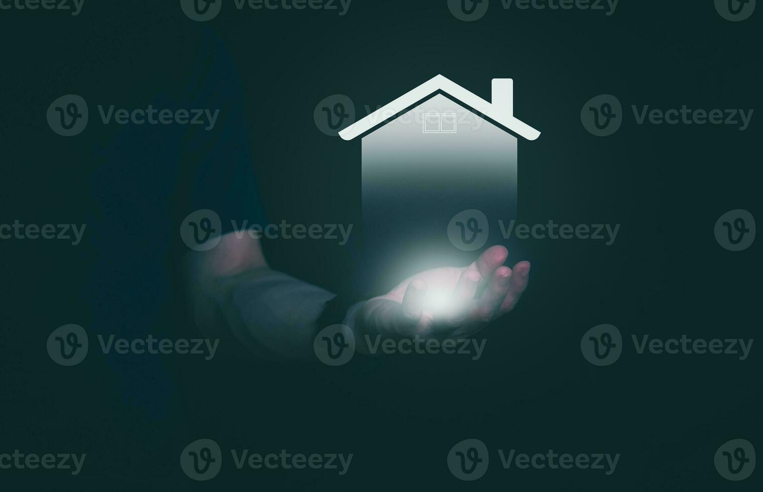 Man using a smartphone, controlling an intelligent home automation system Futuristic interface on a virtual screen Automation technology of things, concept Data connection with technology internet. photo