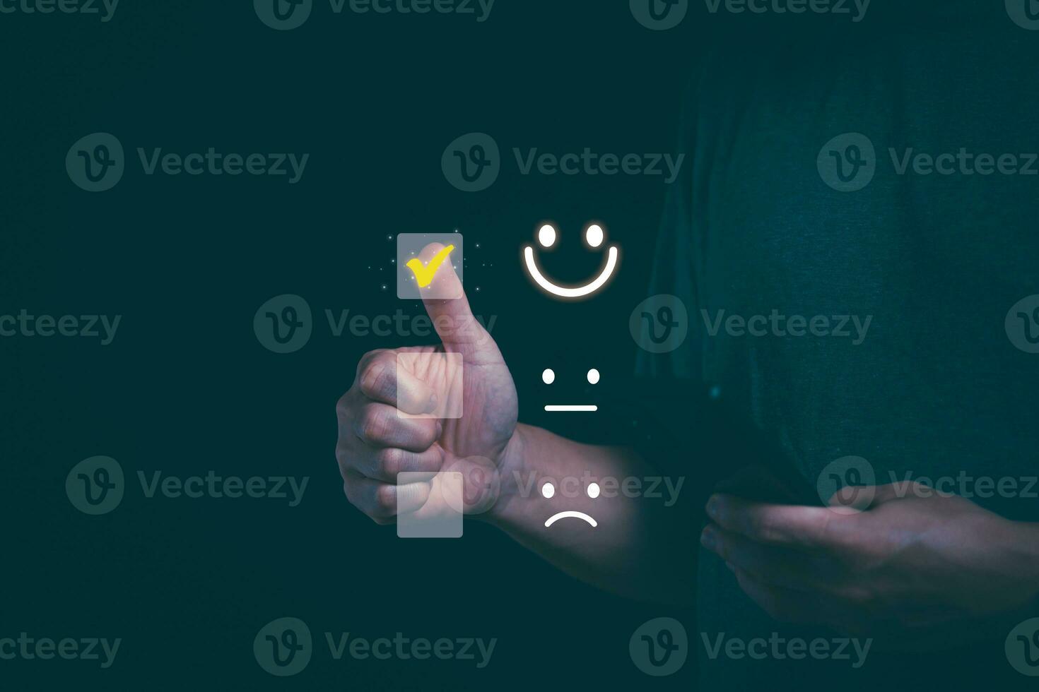 Customer services best excellent business rating experience. Satisfaction survey concept. user gives ratings to service experience on the online application, online marketing, and business processes. photo