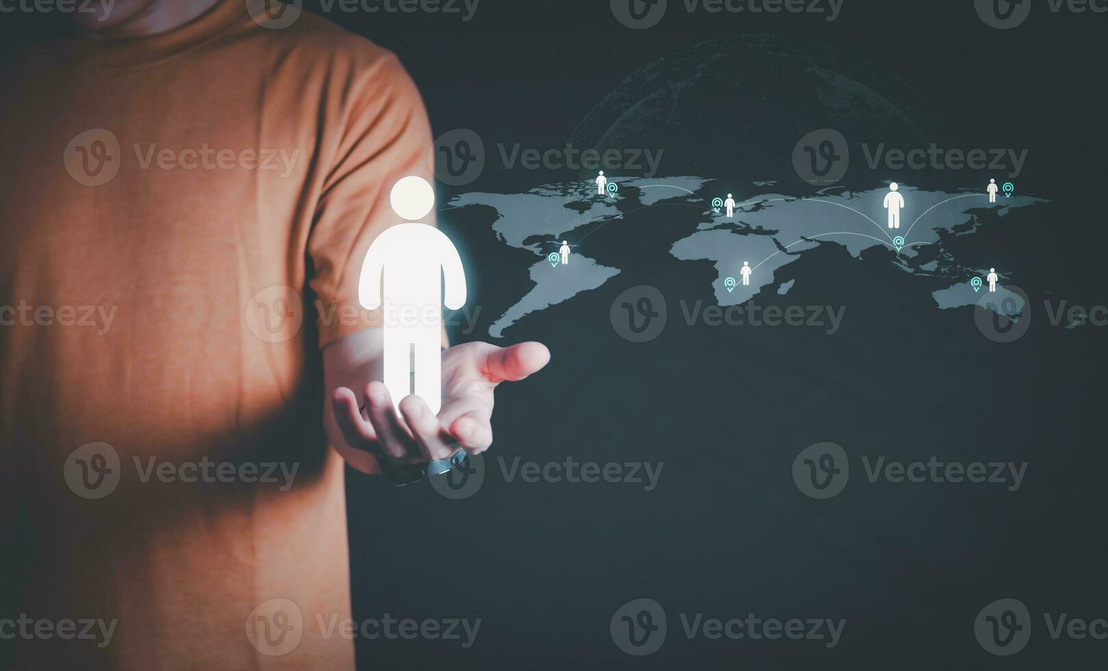 Planning and strategy, stock market, business growth, progress or successful concept, businessman or trader showing data connection, investing in stock market trading or digital assets photo
