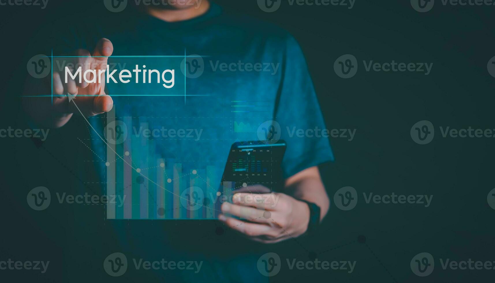 Businessmen using smartphones are showing the growth of online marketing With internet technology, the concept of global data connection with technology Internet, data search, and business processes. photo