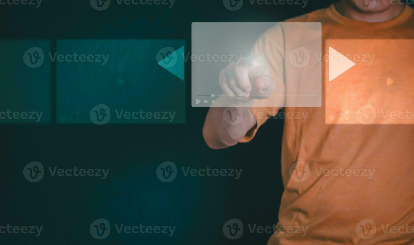The man using smartphones, watching videos and studying online courses With the internet, the concept of global data connection with technology internet, big data, information search, online marketing photo