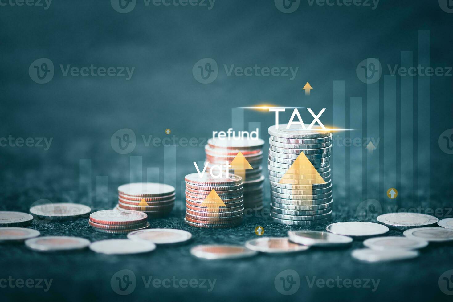 financial research government tax and calculation tax return concept Businessman showing holographic tax on hand Online tax return form filling concept for payment, online marketing, business process. photo
