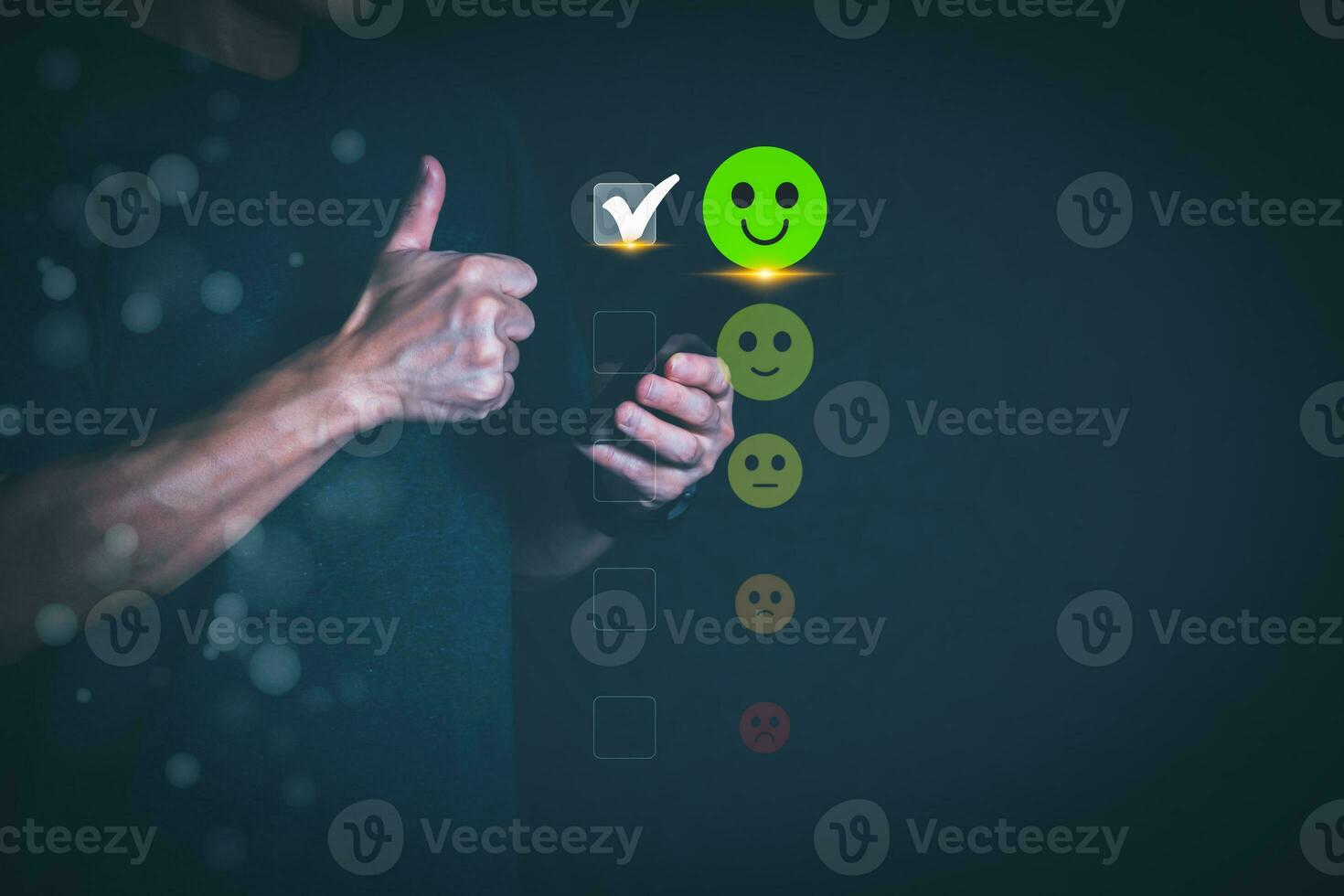 Customer services best excellent business rating experience. Satisfaction survey concept. user gives ratings to service experience on the online application, online marketing, and business processes. photo