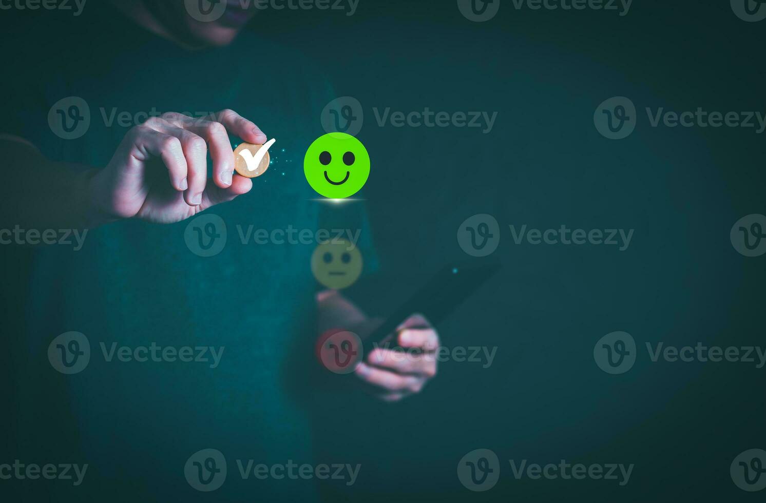 Customer services best excellent business rating experience. Satisfaction survey concept. user gives ratings to service experience on the online application, online marketing, and business processes. photo