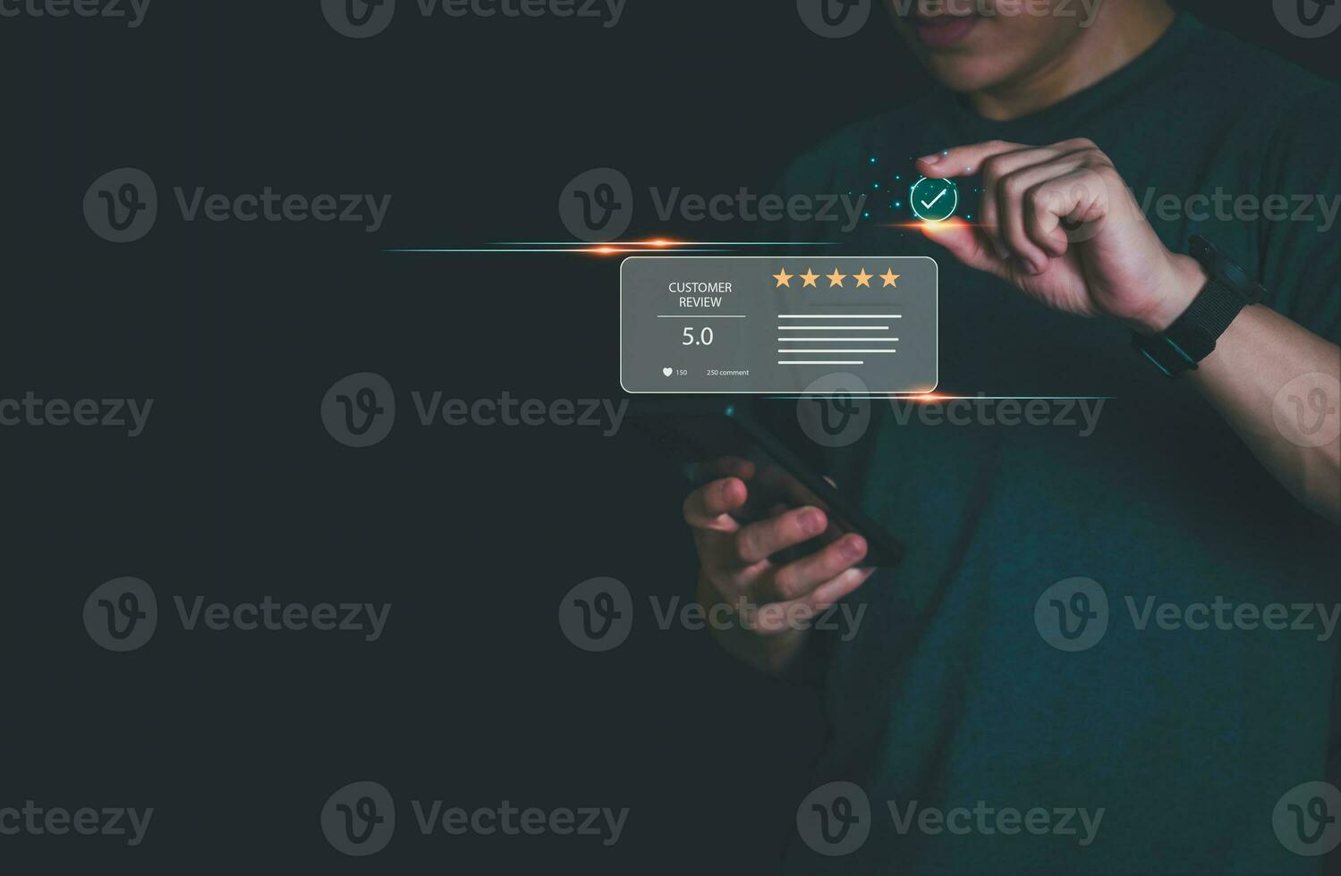 Customer services best excellent business rating experience. Satisfaction survey concept. user gives ratings to service experience on the online application, online marketing, and business processes. photo