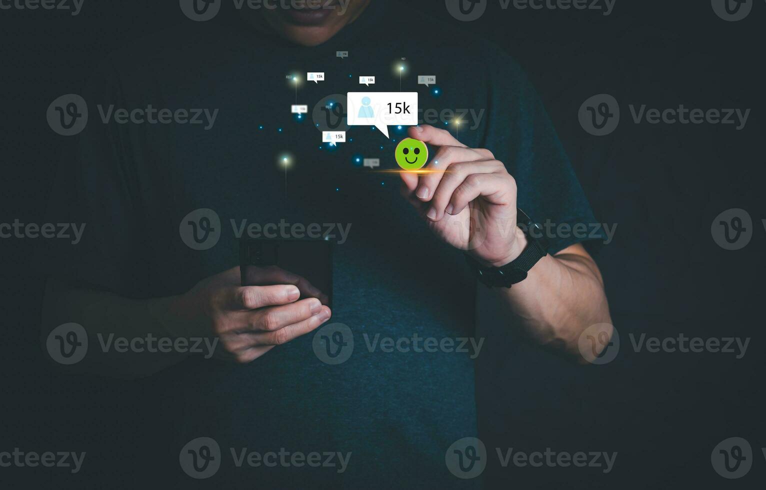 Customer services best excellent business rating experience. Satisfaction survey concept. user gives ratings to service experience on the online application, online marketing, and business processes. photo