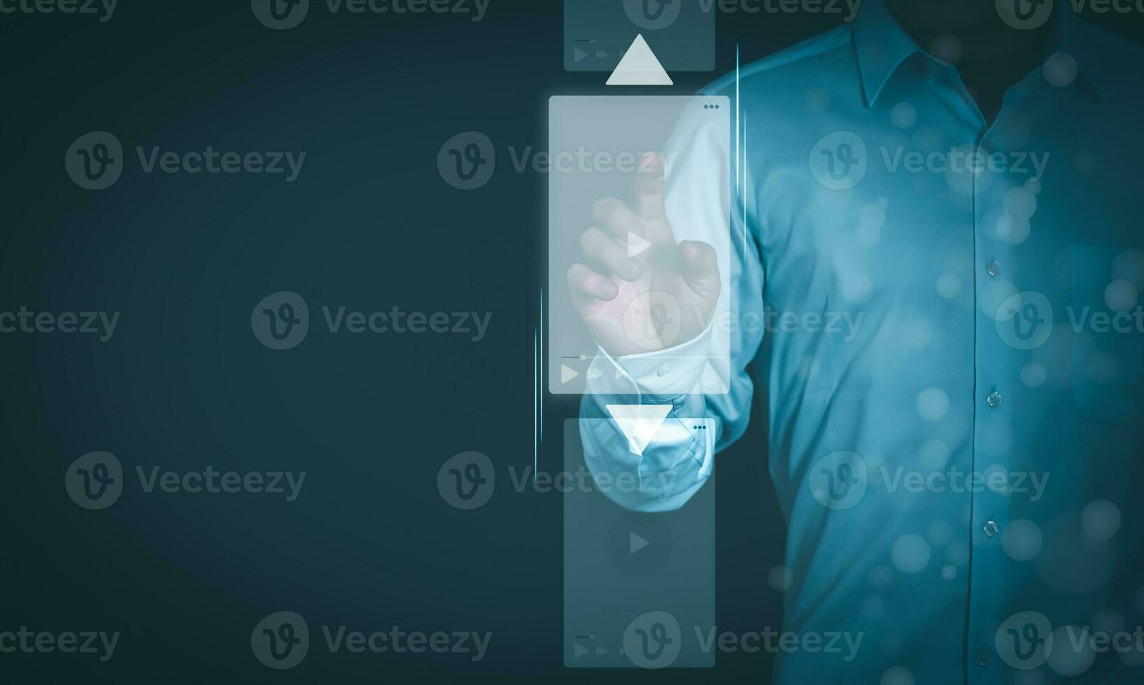 The man using smartphones, watching videos and studying online courses With the internet, the concept of global data connection with technology internet, big data, information search, online marketing photo