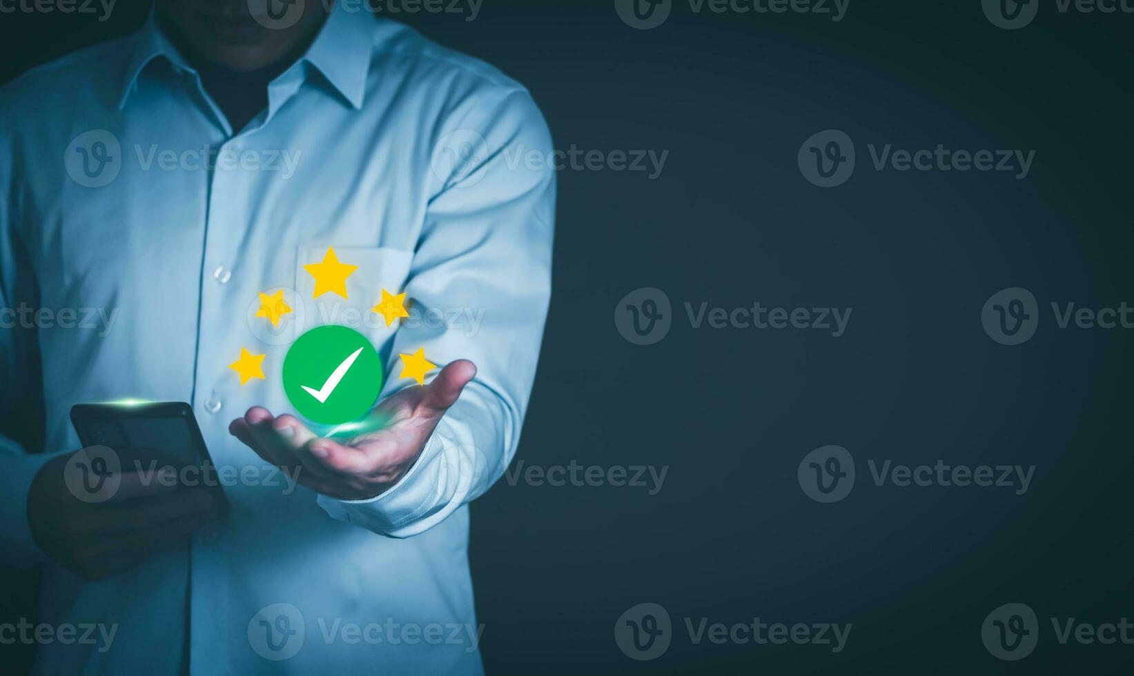 Customer services best excellent business rating experience. Satisfaction survey concept. user gives ratings to service experience on the online application, online marketing, and business processes. photo