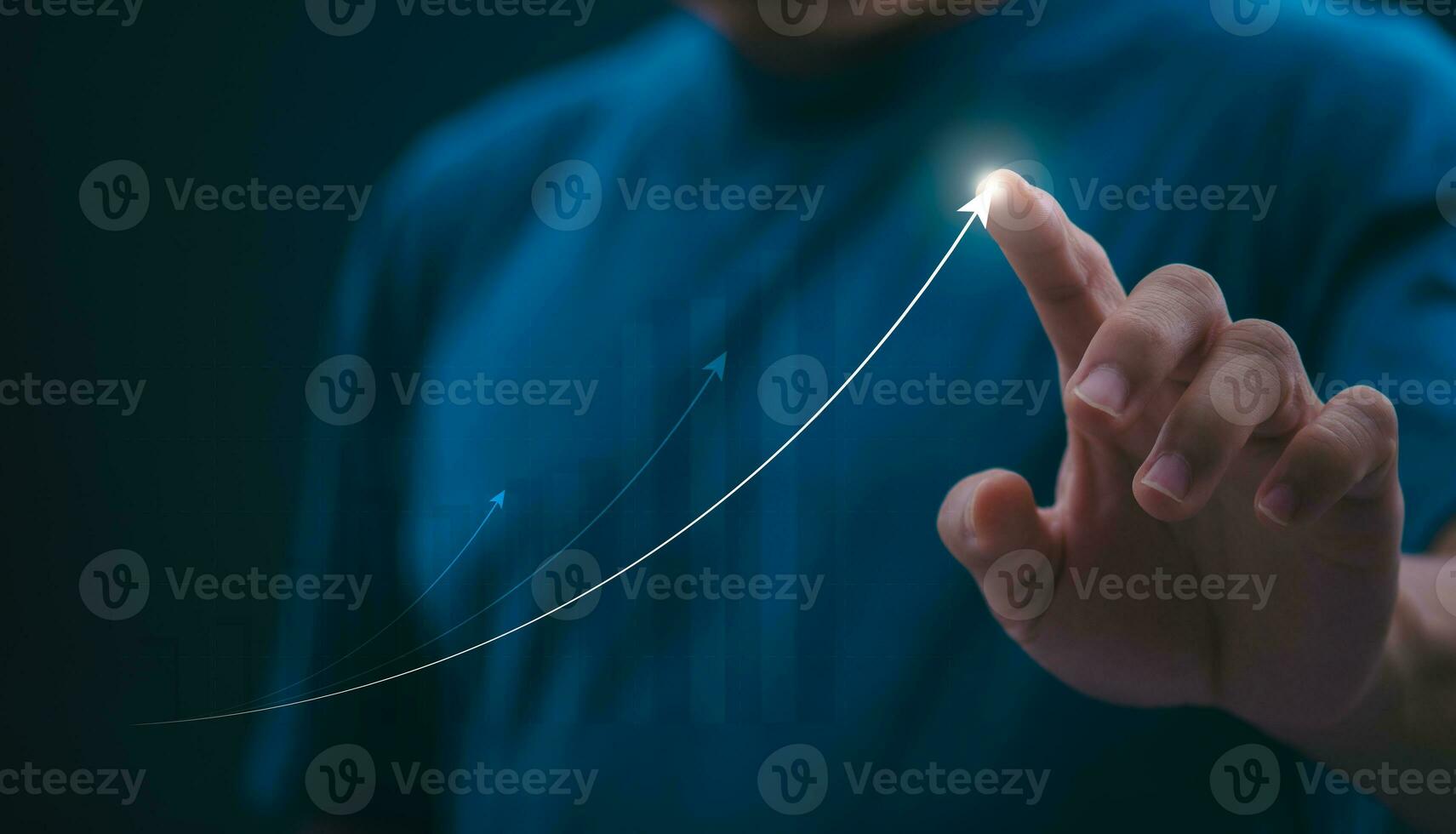 lanning and strategy, stock market, business growth, progress or success concept, businessman or trader showing growing virtual holographic stocks, invest in stock market trading or digital assets photo