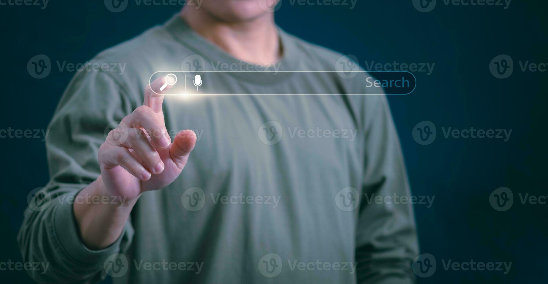 Information search technology, search engine optimization, male hand using a smartphone to search information, using the search bar function on your website photo