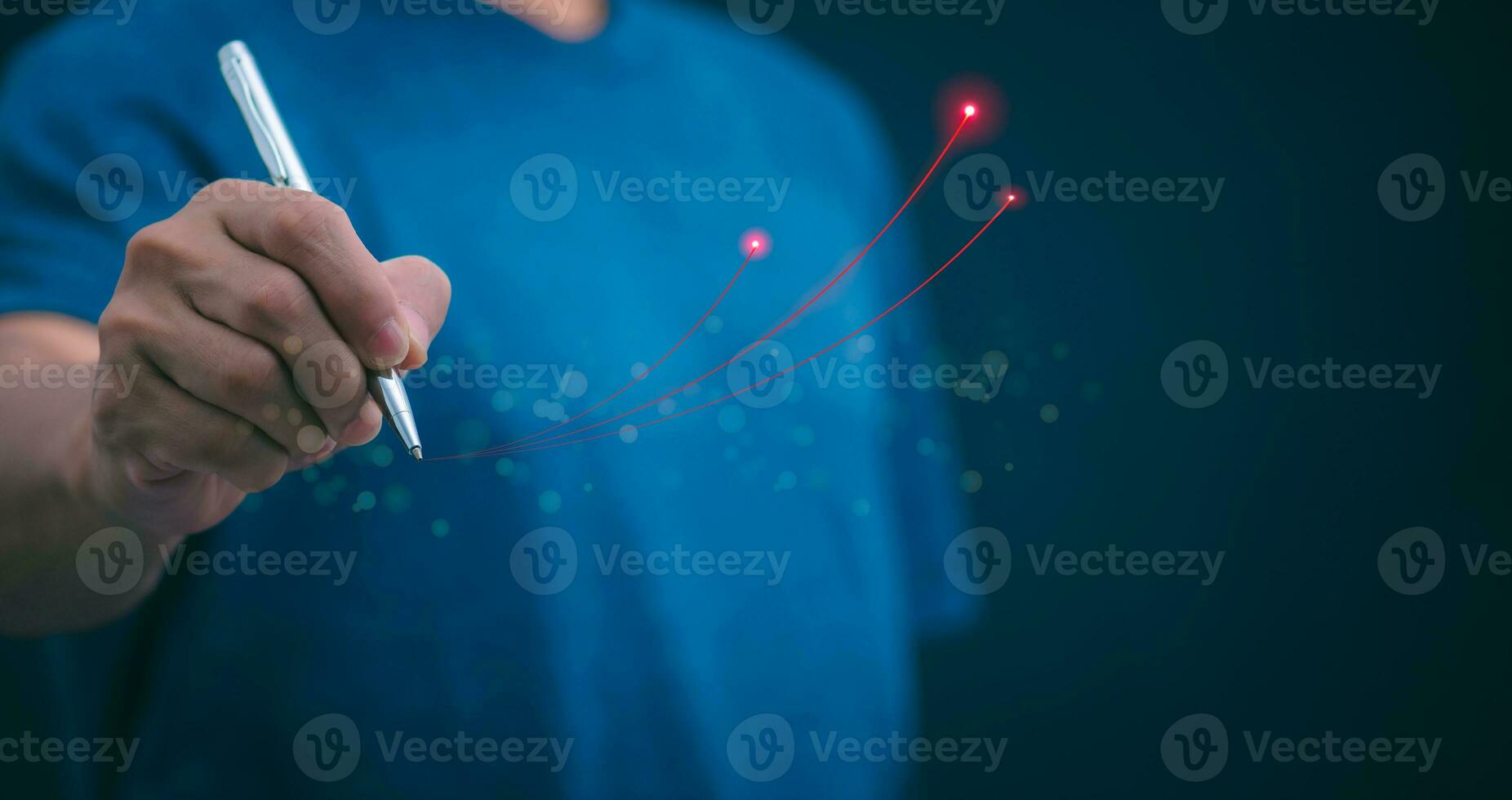 Planning and strategy, stock market, business growth, progress or success concept, businessman or trader showing growing virtual holographic stocks, invest in stock market trading or digital assets photo