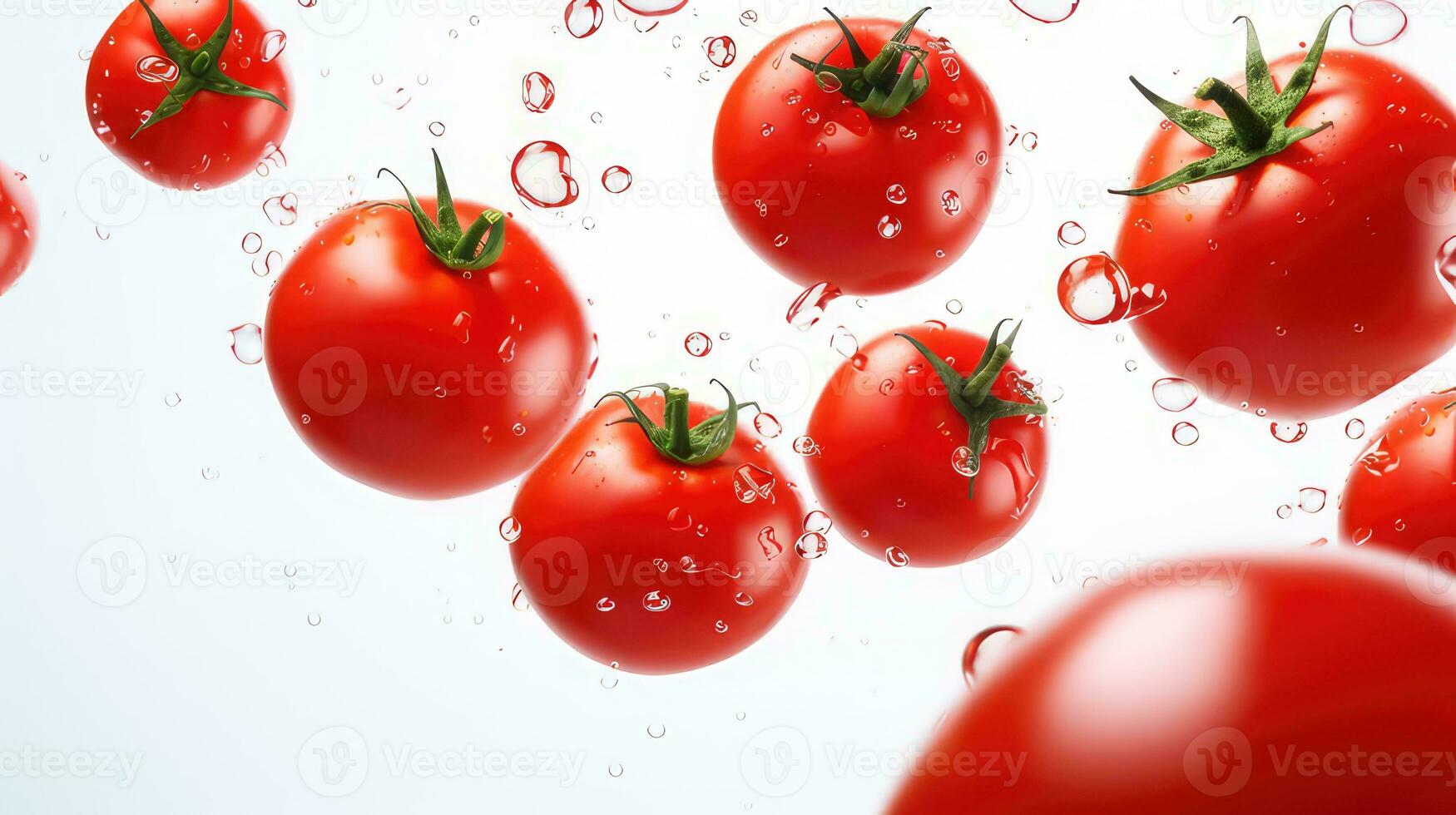 Fresh orange and red tomatoes on a white background photo