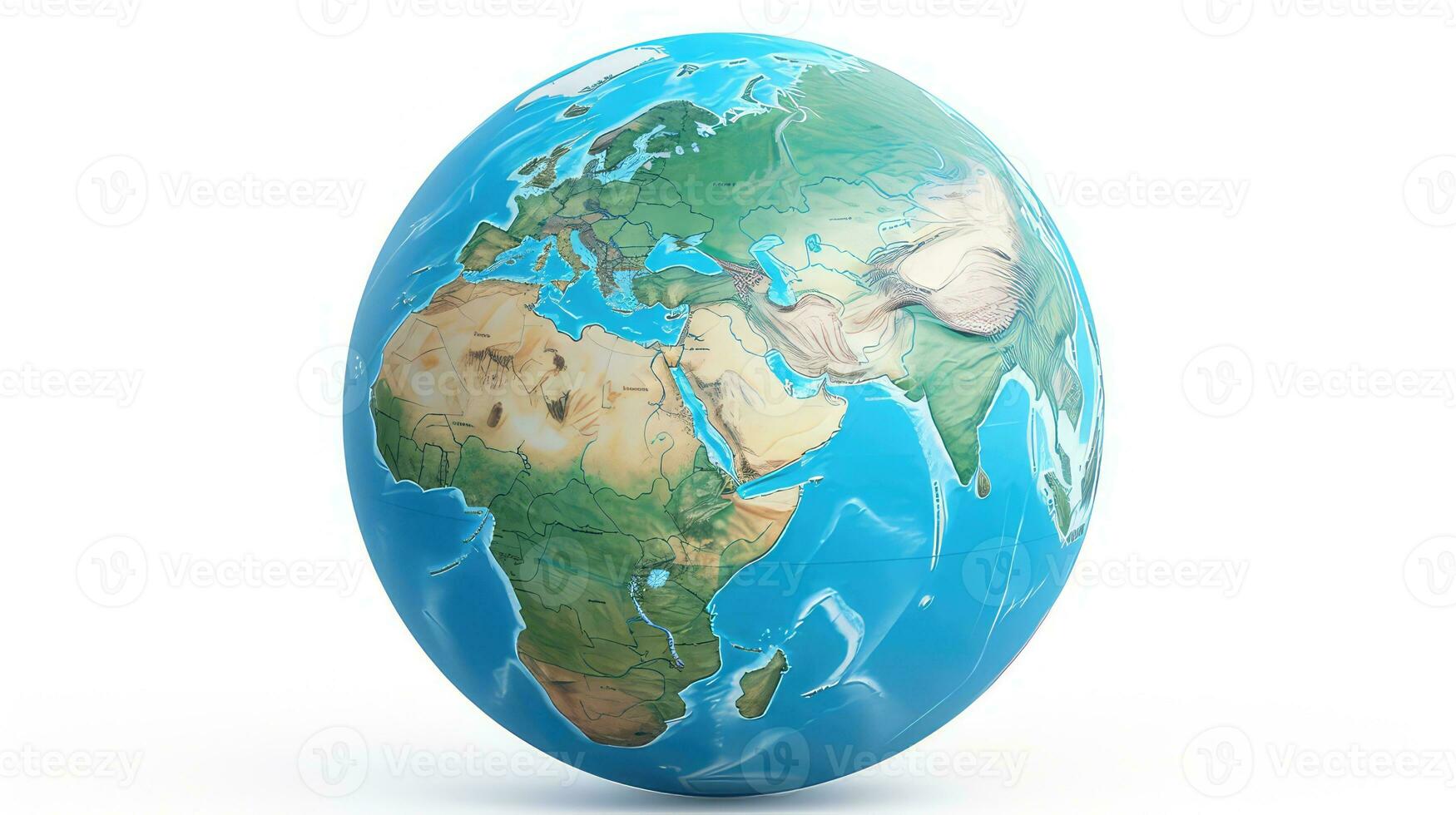 Illustration photo of a beautiful round earth with a white background