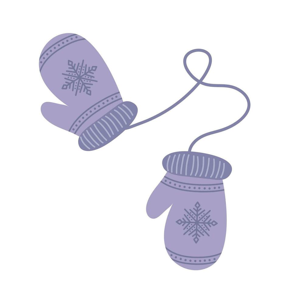Warm knitted mittens design vector illustration isolated on white background.