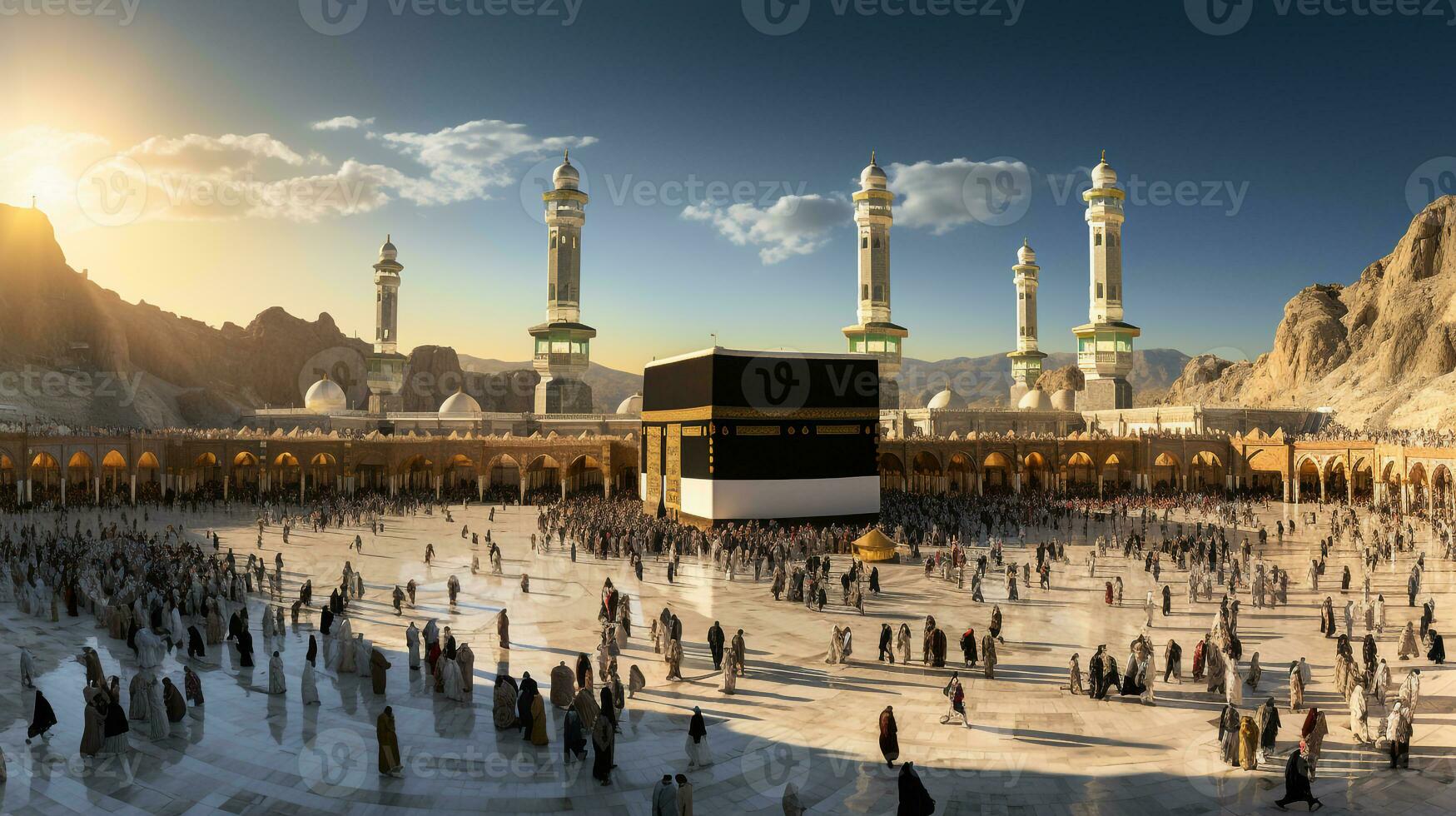 the beautiful view of the city of Mecca and also the place of worship of the Kaaba photo