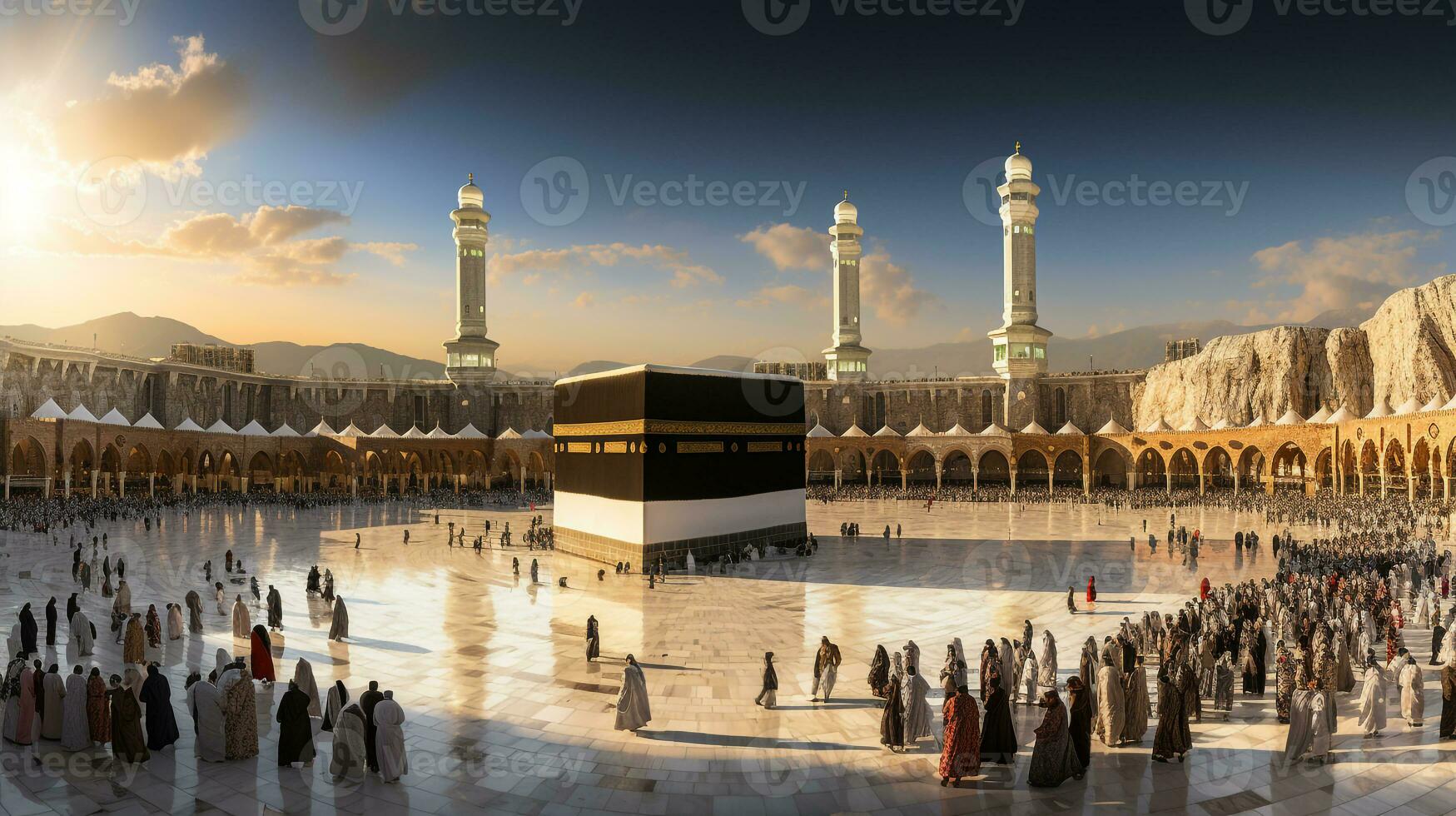 el hermosa ver de el ciudad de la meca y además el sitio de Adoración de el kaaba foto