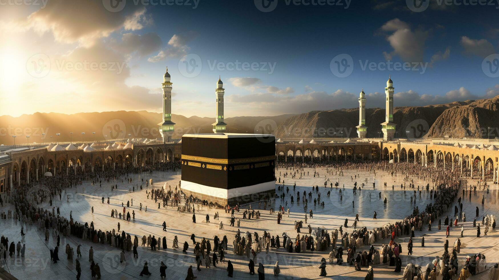 the beautiful view of the city of Mecca and also the place of worship of the Kaaba photo