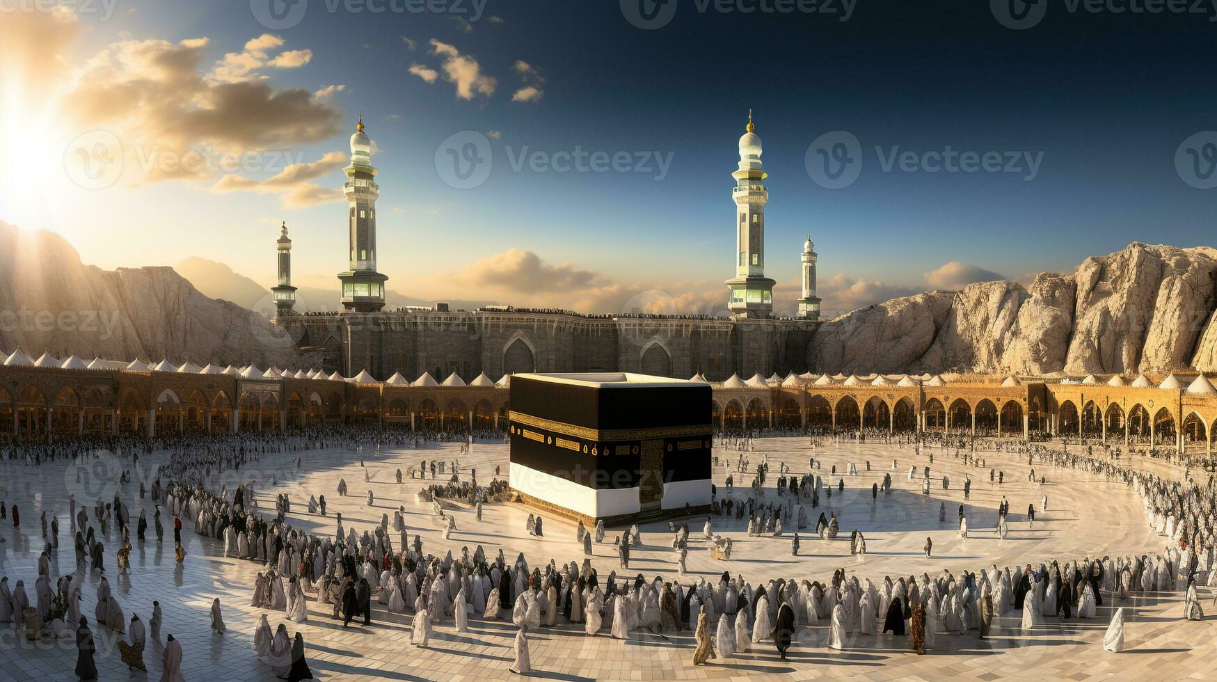 the beautiful view of the city of Mecca and also the place of worship of the Kaaba photo