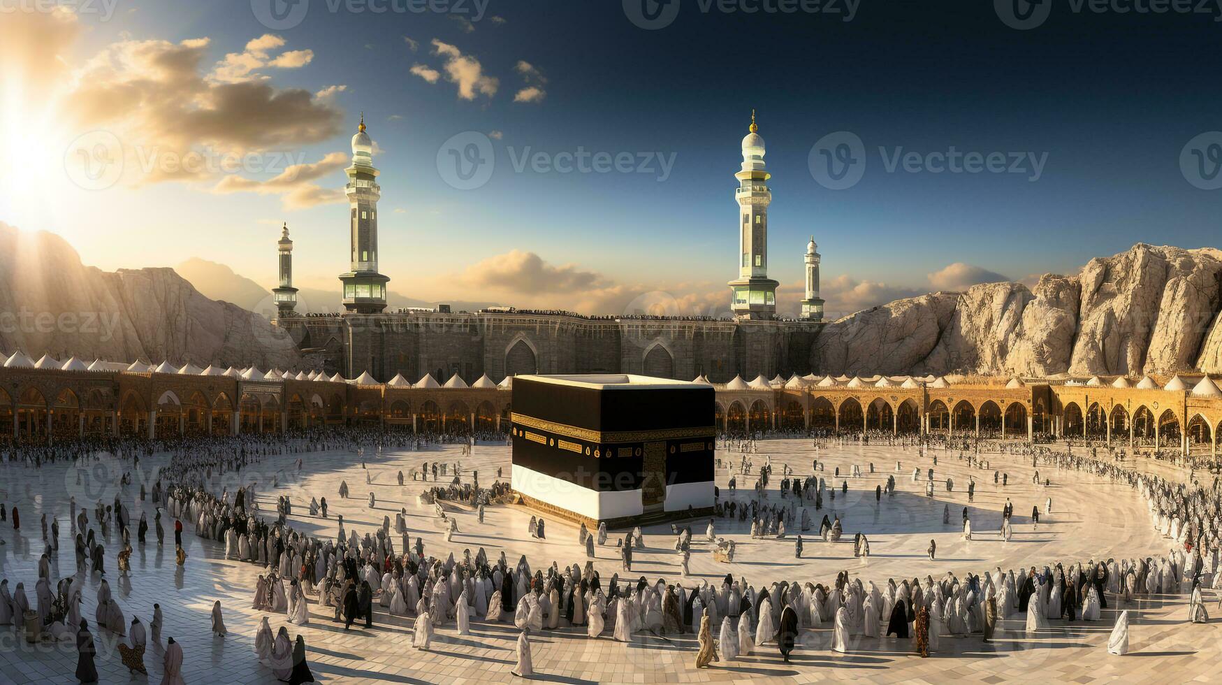 el hermosa ver de el ciudad de la meca y además el sitio de Adoración de el kaaba foto