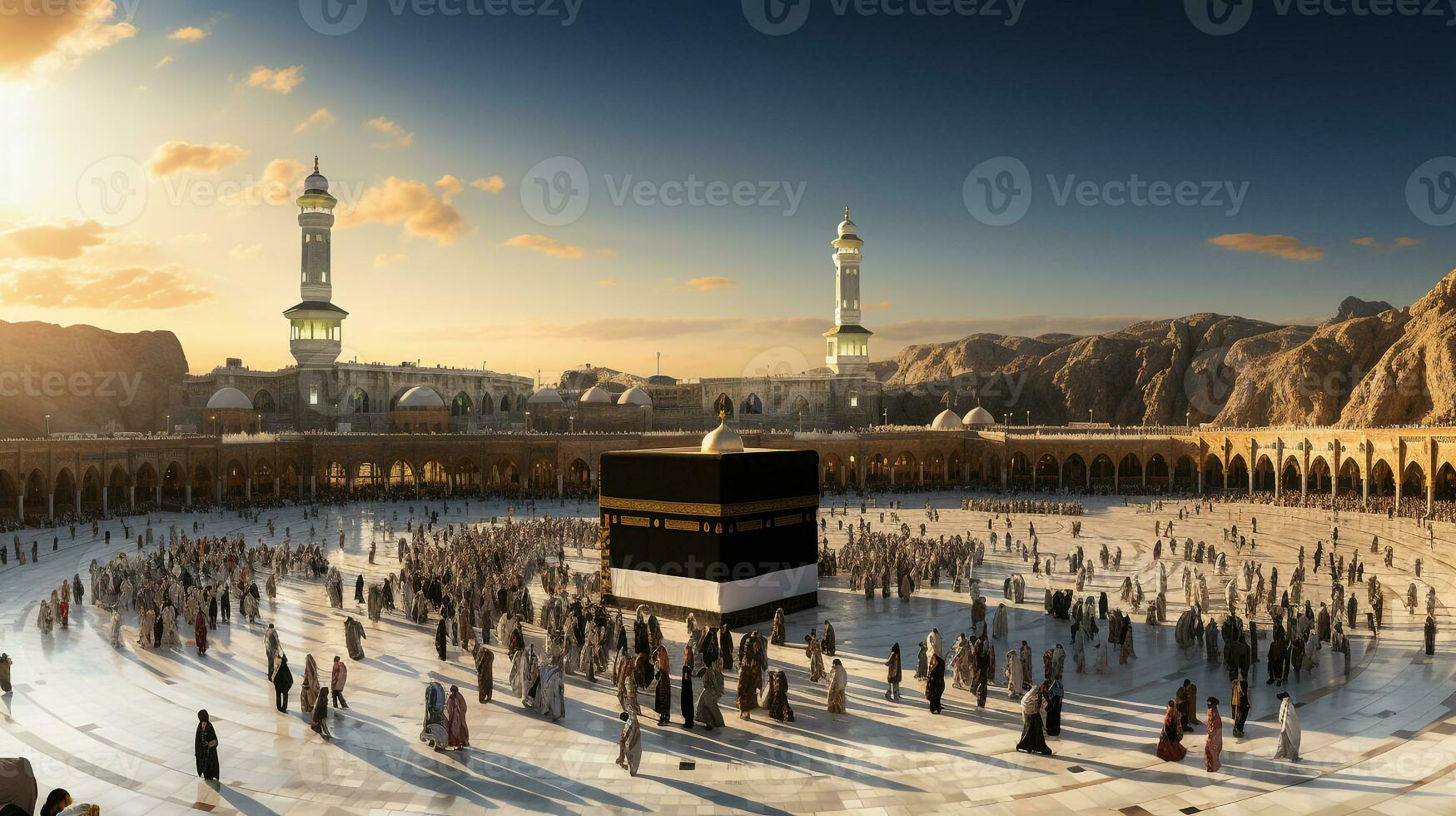 the beautiful view of the city of Mecca and also the place of worship of the Kaaba photo