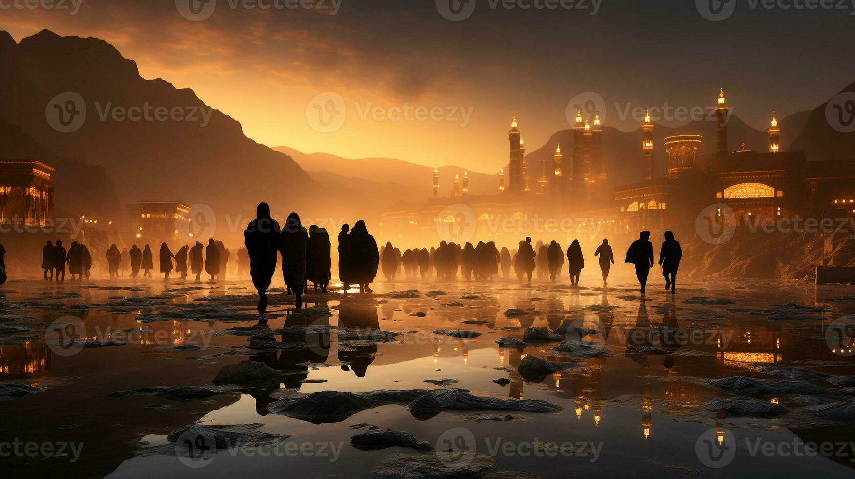 el hermosa ver de el ciudad de la meca y además el sitio de Adoración de el kaaba foto