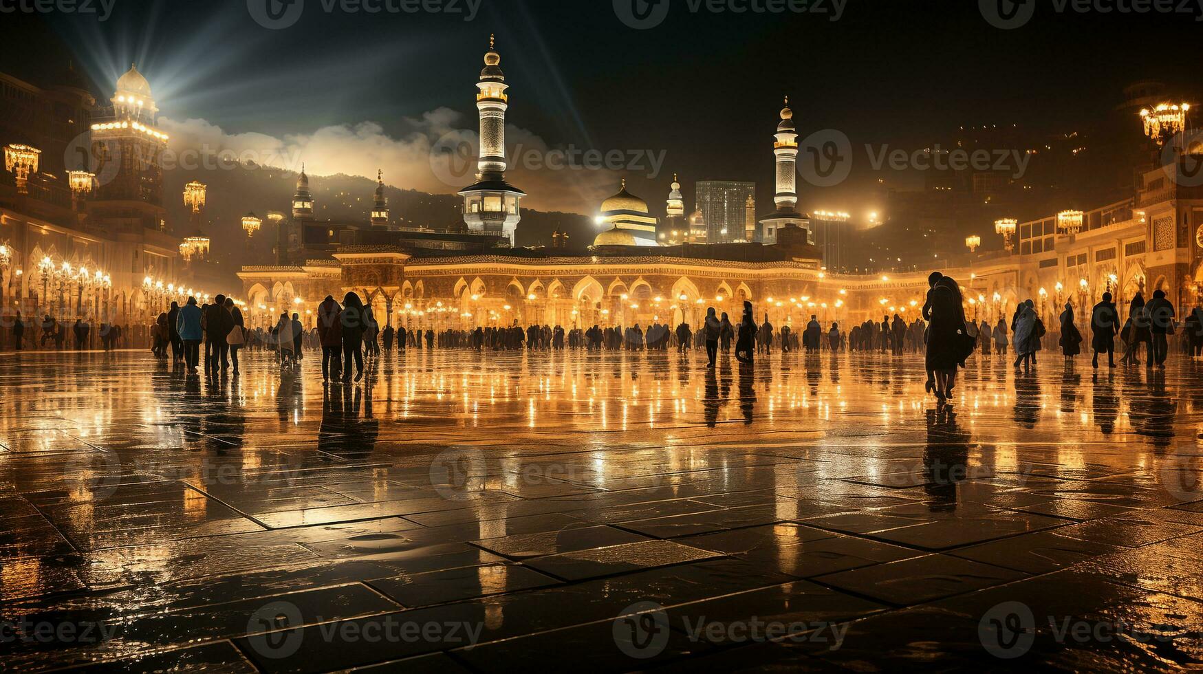 the beautiful view of the city of Mecca and also the place of worship of the Kaaba photo