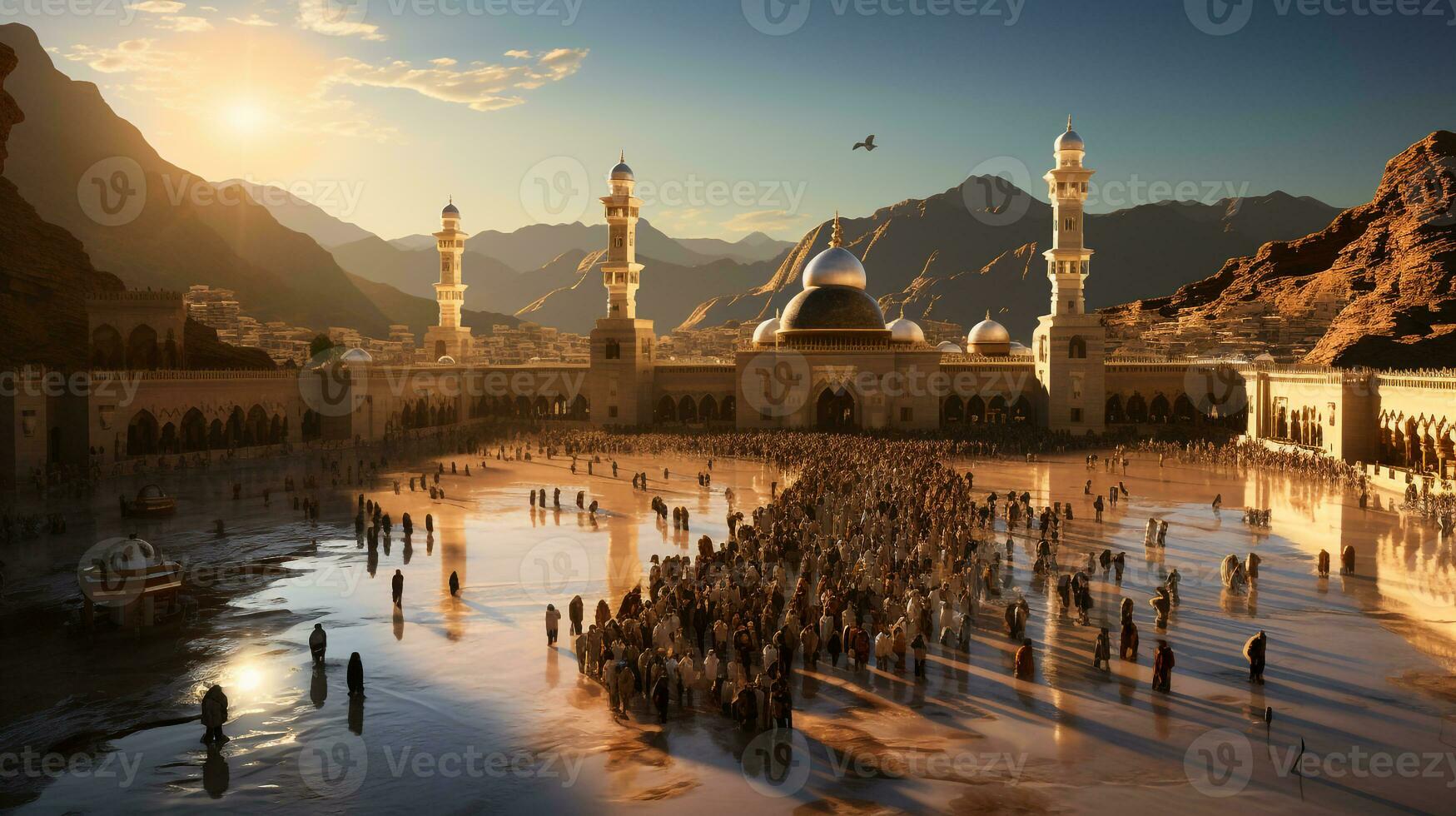 el hermosa ver de el ciudad de la meca y además el sitio de Adoración de el kaaba foto