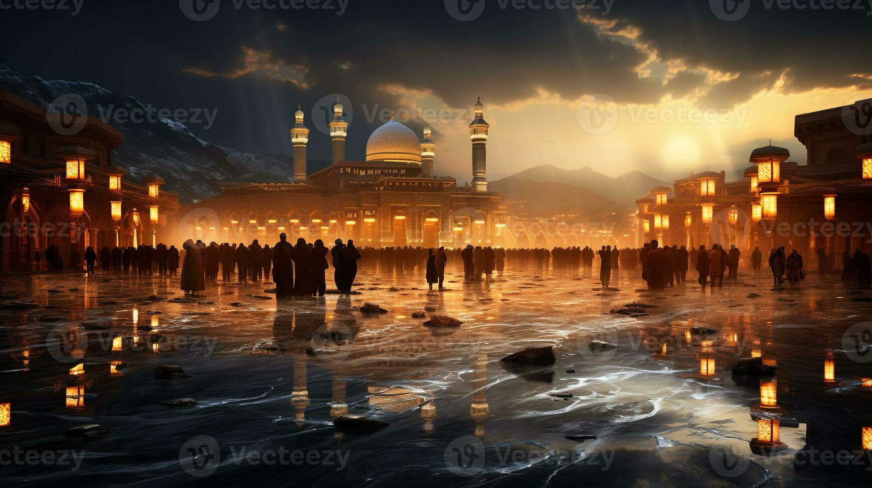the beautiful view of the city of Mecca and also the place of worship of the Kaaba photo