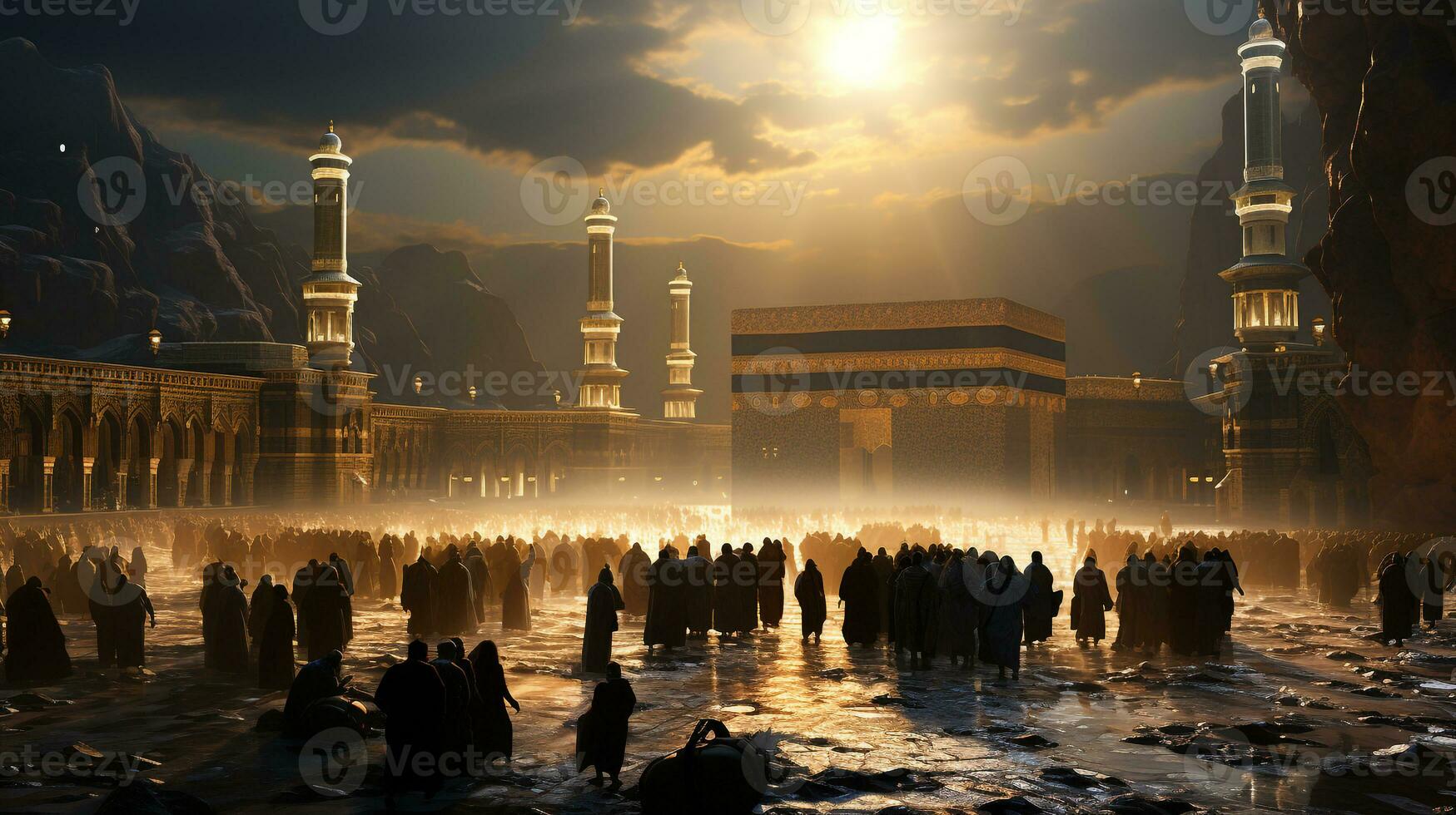 the beautiful view of the city of Mecca and also the place of worship of the Kaaba photo