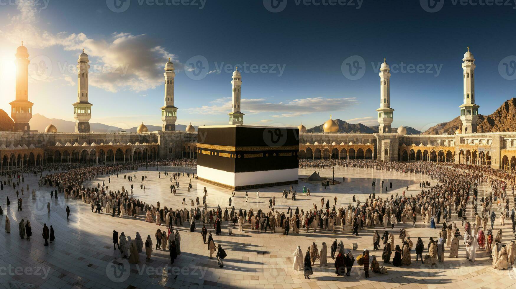 the beautiful view of the city of Mecca and also the place of worship of the Kaaba photo