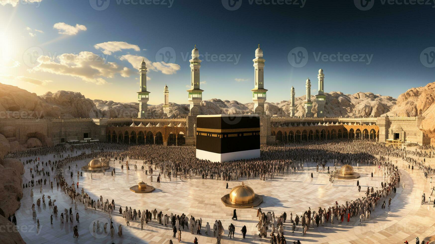 the beautiful view of the city of Mecca and also the place of worship of the Kaaba photo