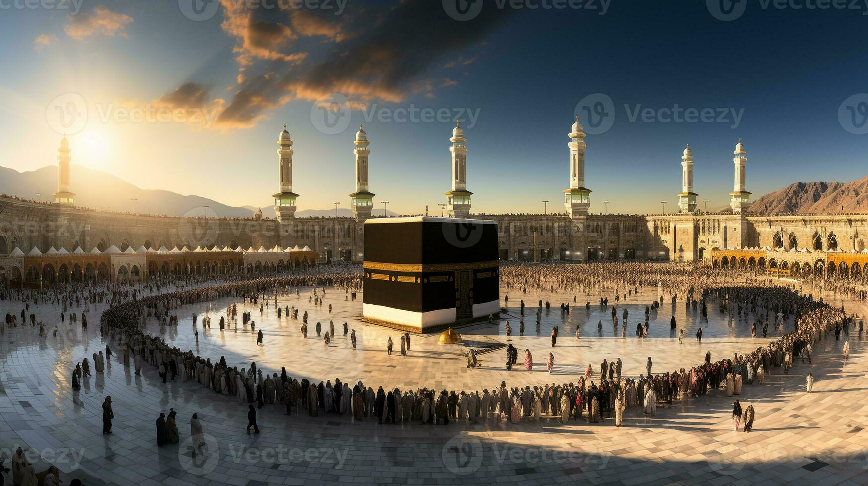 the beautiful view of the city of Mecca and also the place of worship of the Kaaba photo