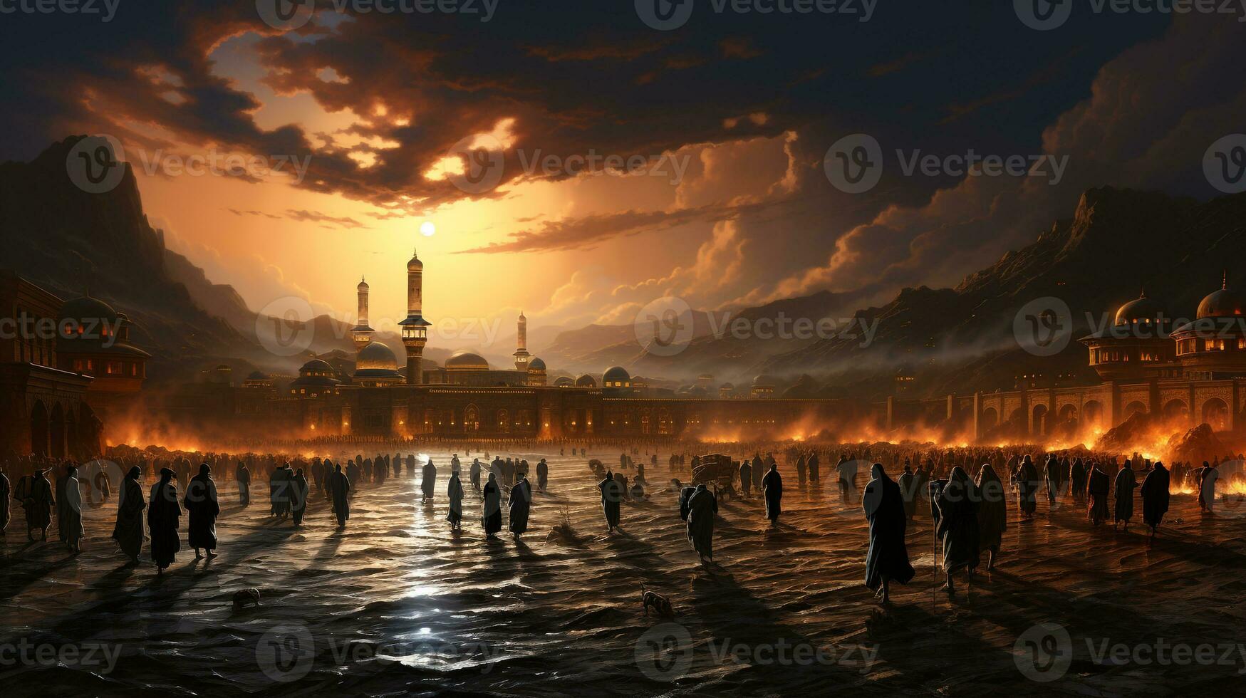 the beautiful view of the city of Mecca and also the place of worship of the Kaaba photo