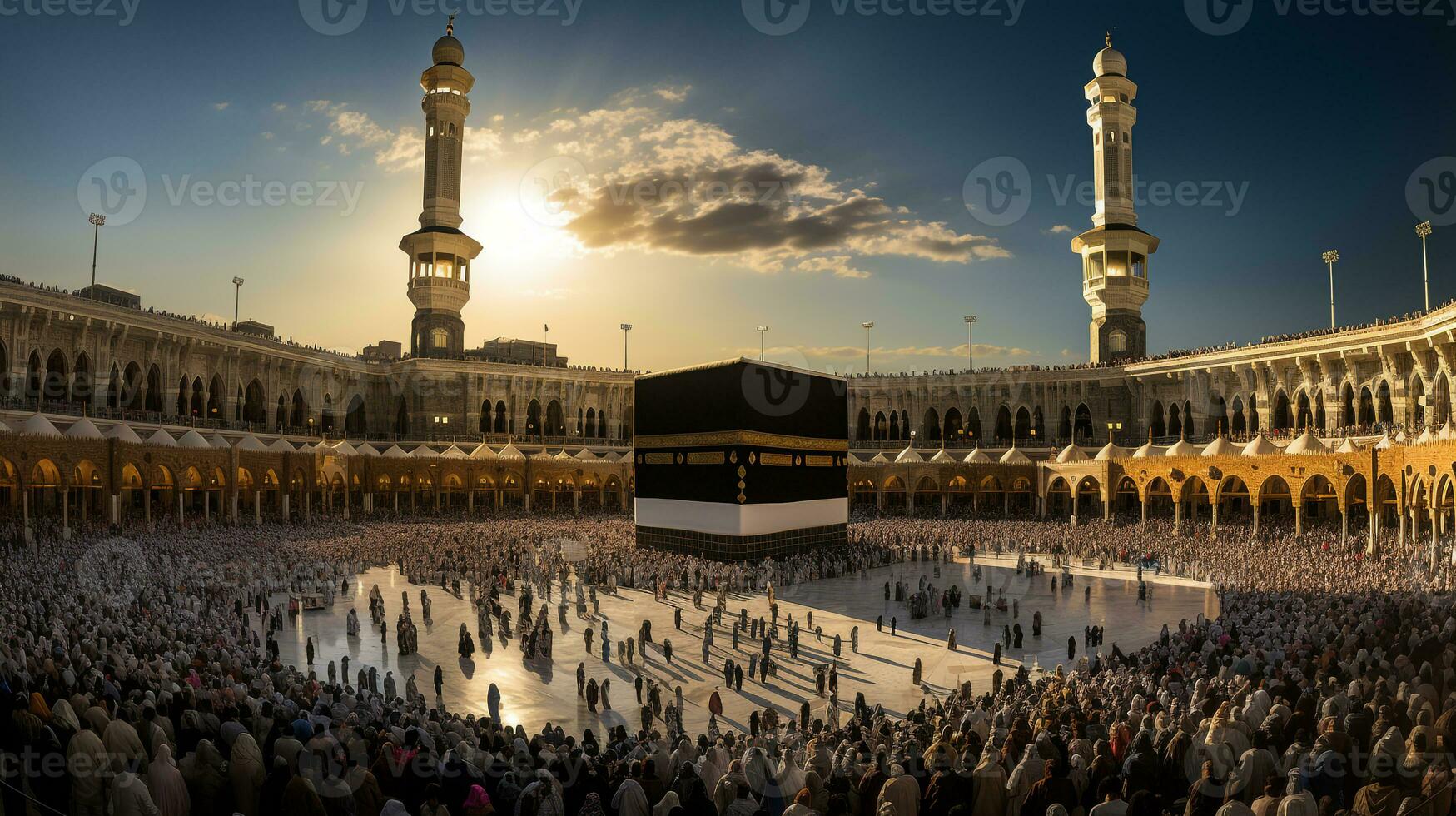 the beautiful view of the city of Mecca and also the place of worship of the Kaaba photo