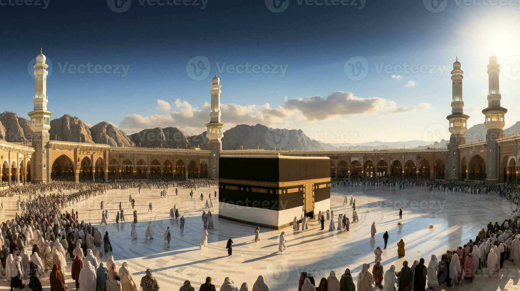 el hermosa ver de el ciudad de la meca y además el sitio de Adoración de el kaaba foto