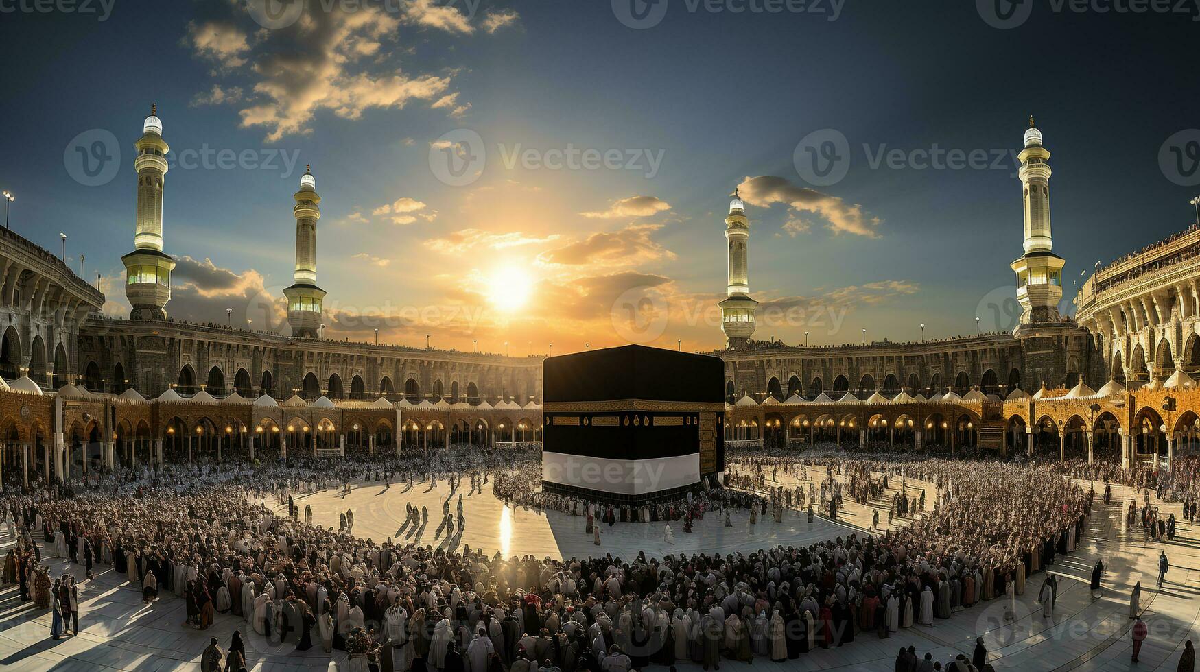 the beautiful view of the city of Mecca and also the place of worship of the Kaaba photo