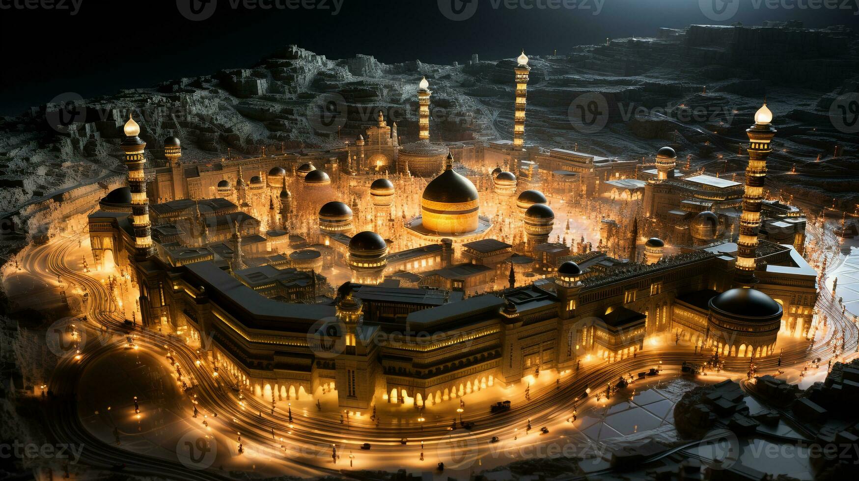 the beautiful view of the city of Mecca and also the place of worship of the Kaaba photo