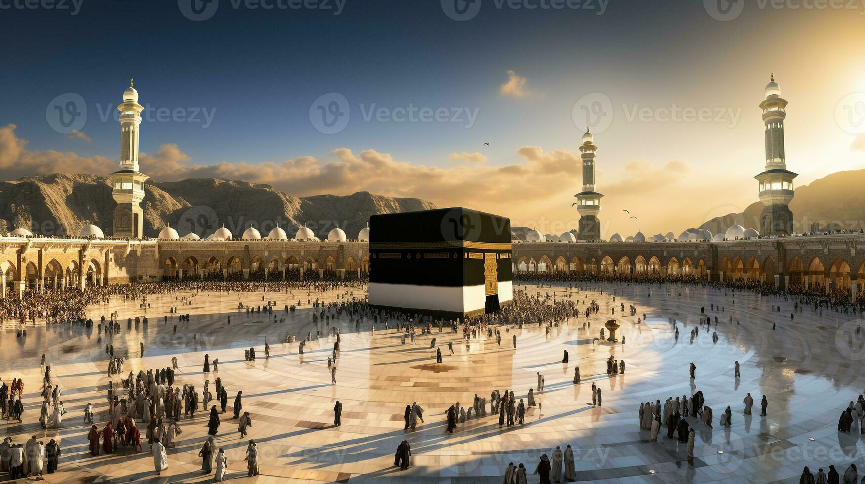 the beautiful view of the city of Mecca and also the place of worship of the Kaaba photo