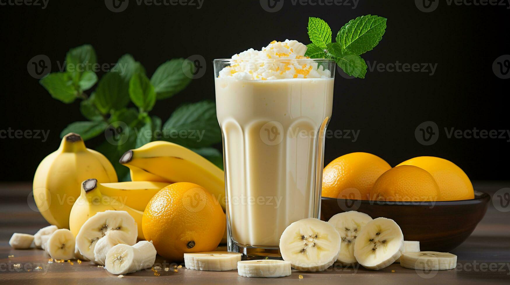 Sweet and fresh banana smoothie photo