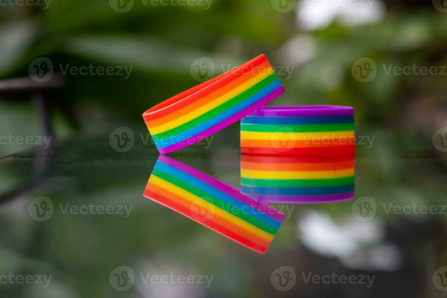 Made to symbolize lgbt Q the rainbow wristband is worn during the Gender Equality Festival and is a festival where the lgbt Q community engages in advocating for gender equality across the whole world photo