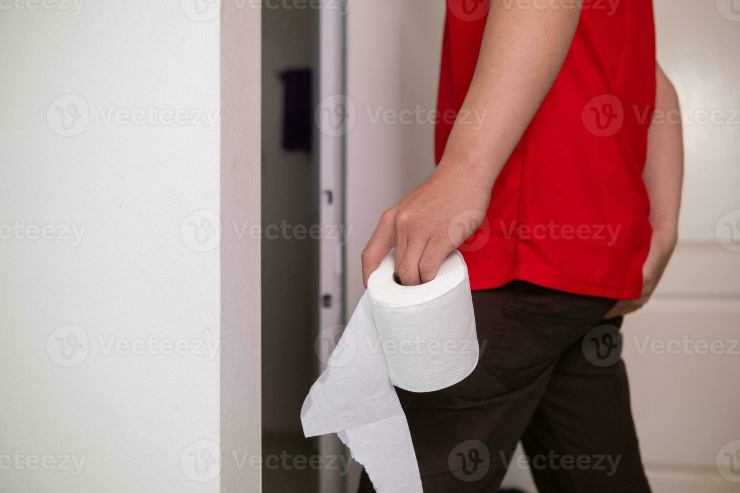 man has hemorrhoids that have worsened and enlarged, and hemorrhoids are severely inflamed, causing bleeding when defecation, infection, weakness and fainting. Inflammatory hemorrhoids pain concept photo