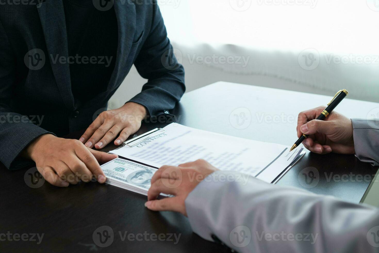 Businessmen pay kickbacks to government officials to facilitate real estate investments and large kickbacks also protect against project faults and shortcomings. concept kickbacks for convenience. photo