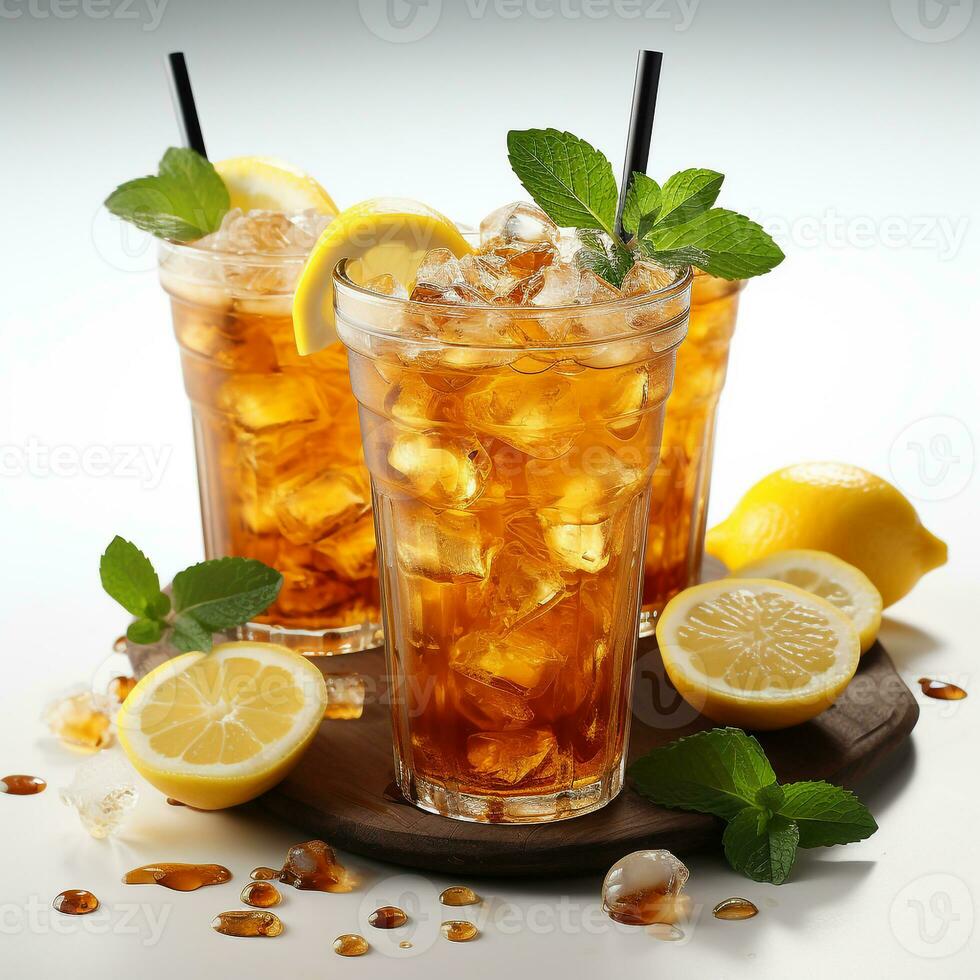 A glass of iced lemon tea photo